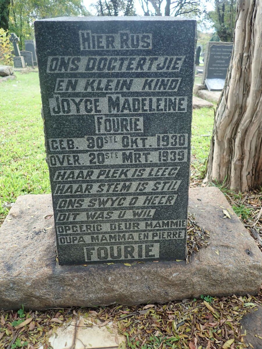 FOURIE Joyce Madeleine 1930-1939