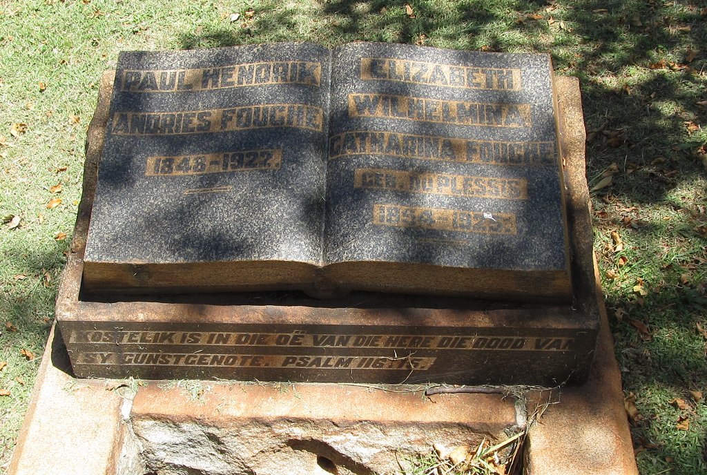 FOUCHE Paul Hendrik Andries 1846-1922 &amp; Elizabeth Wilhelmina Catharina DU PLESSIS 1854-1925