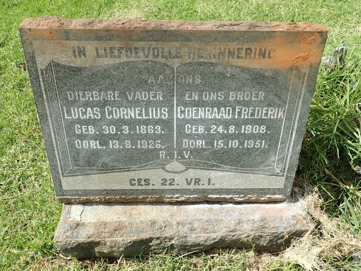 FOURIE Lucas Cornelius 1863-1926 :: FOURIE Coenraad Frederik 1908-1951