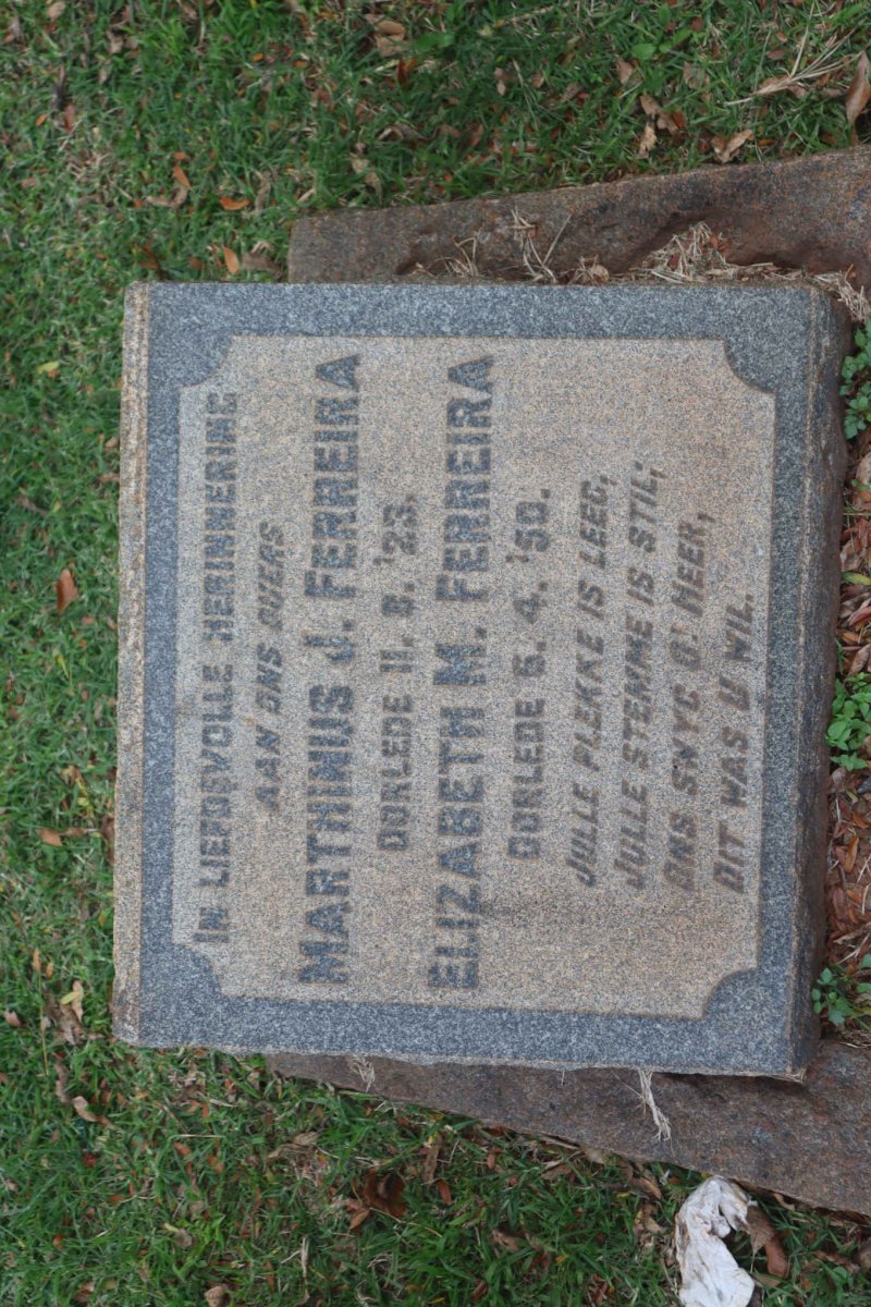 FERREIRA Marthinus J. -1923 &amp; Elizabeth M. -1950