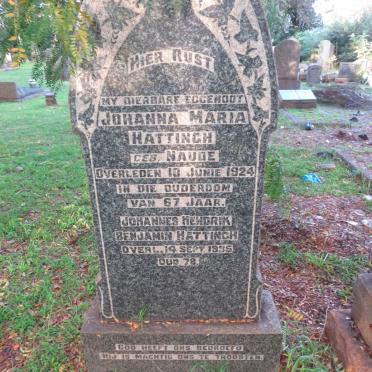 HATTINGH Johannes Hendrik Benjamin -1935 &amp; Johanna Maria NAUDE -1924