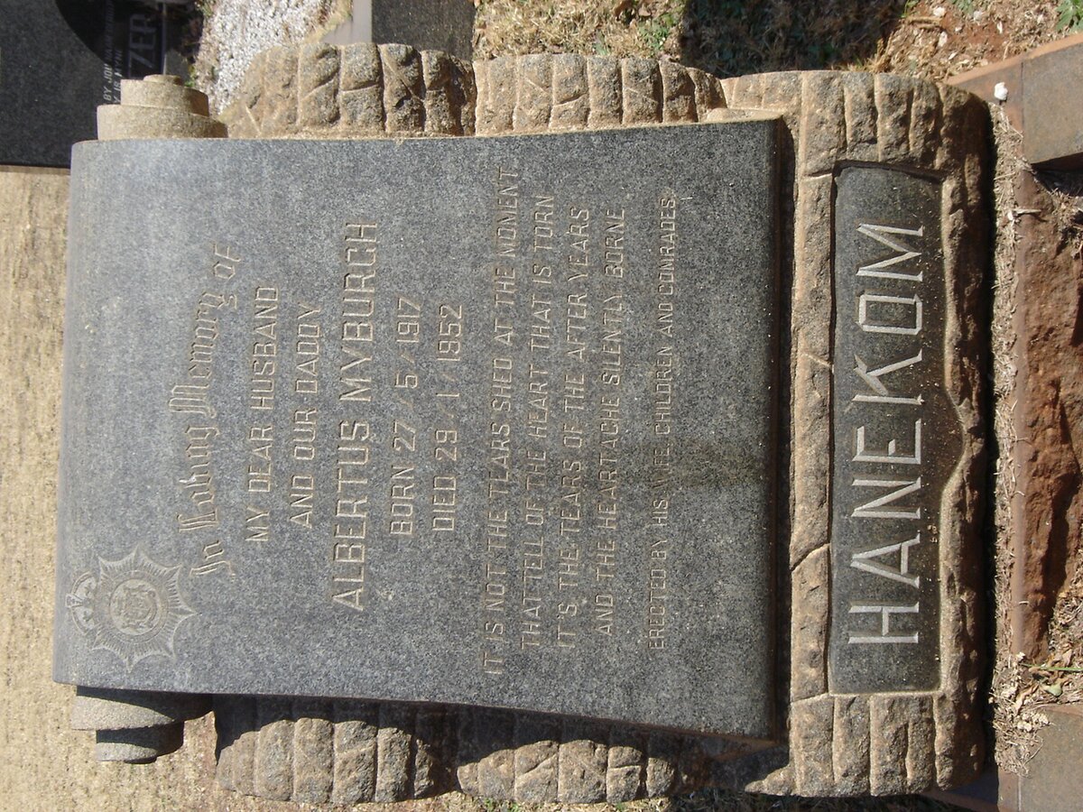 HANEKOM Albertus Myburgh 1917-1952