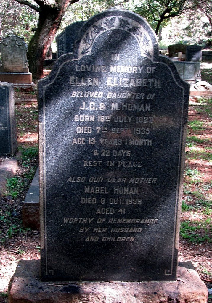 HOMAN Ellen Elizabeth 1922-1935 :: HOMAN Mabel -1939