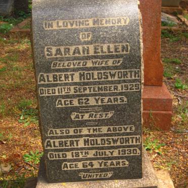 HOLDSWORTH Albert -1930 &amp; Sarah Ellen -1929