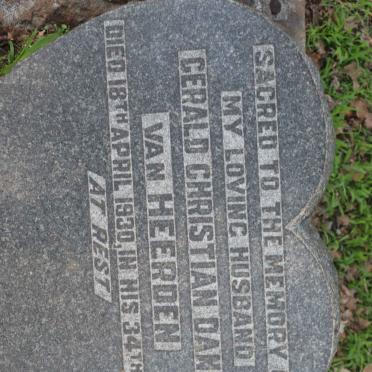 HEERDEN Gerald Christian, van -1930