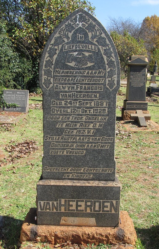 HEERDEN Alwyn Francois, van 1887-1928