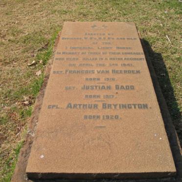 HEERDEN Francois, van 1916-1941 :: DADD Justian 1917-1941 :: BRYINGTON Arthur 1920-1941