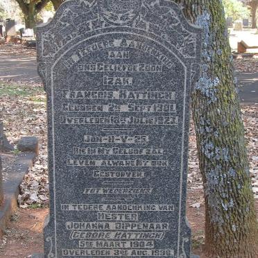 HATTINGH Izak Francois 1901-1923 :: DIPPENAAR Hester Johanna nee HATTINGH  1904-1936