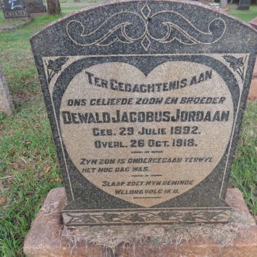 JORDAAN Dewald Jacobus 1892-1918