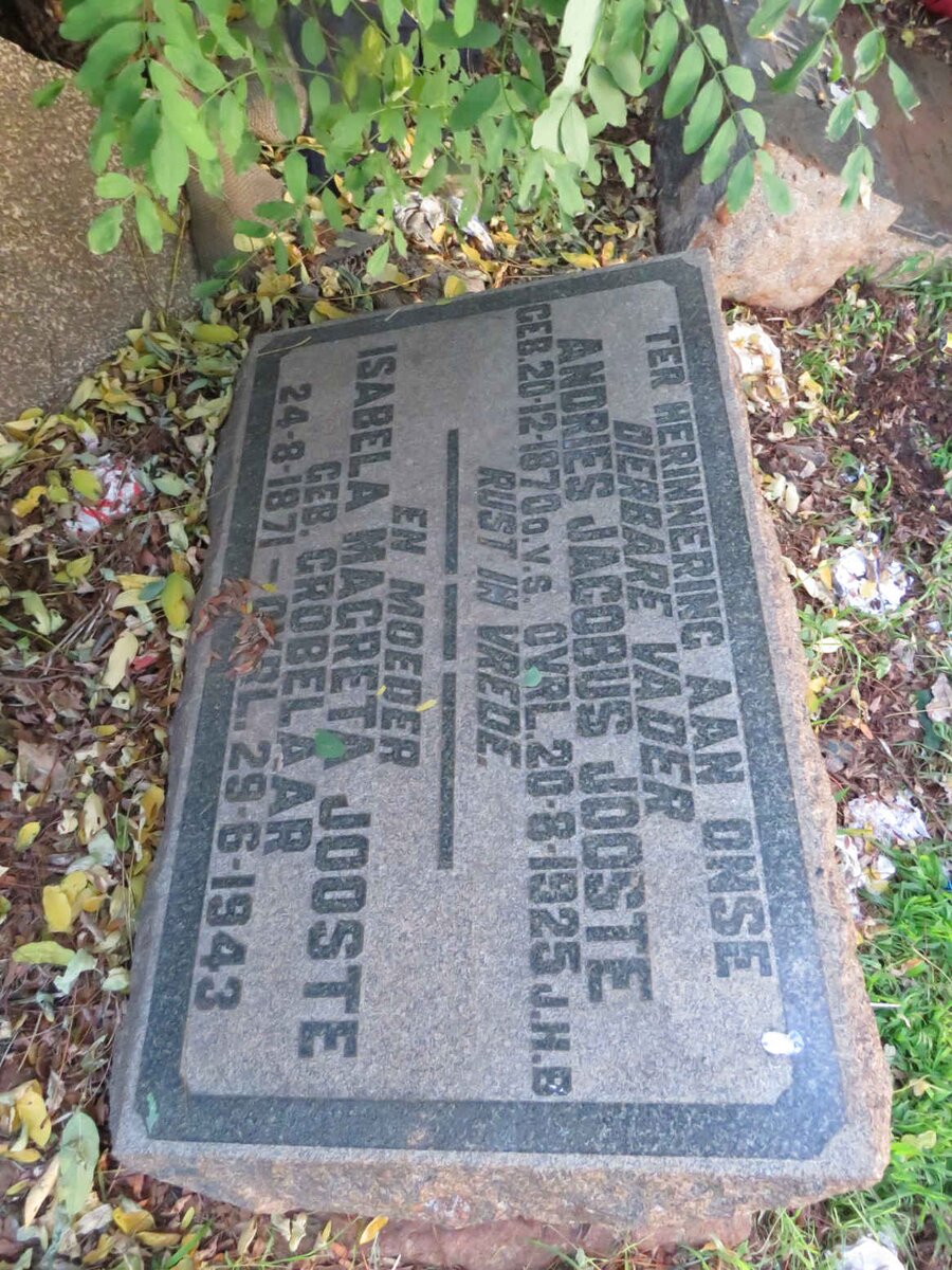 JOOSTE Andries Jacobus 1870-1925 &amp; Isabella Magreta GROBELAAR 1871-1943