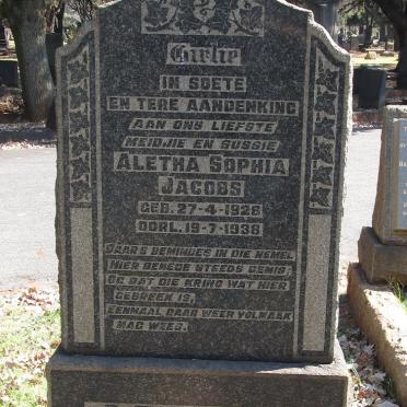 JACOBS Aletha Sophia 1926-1938