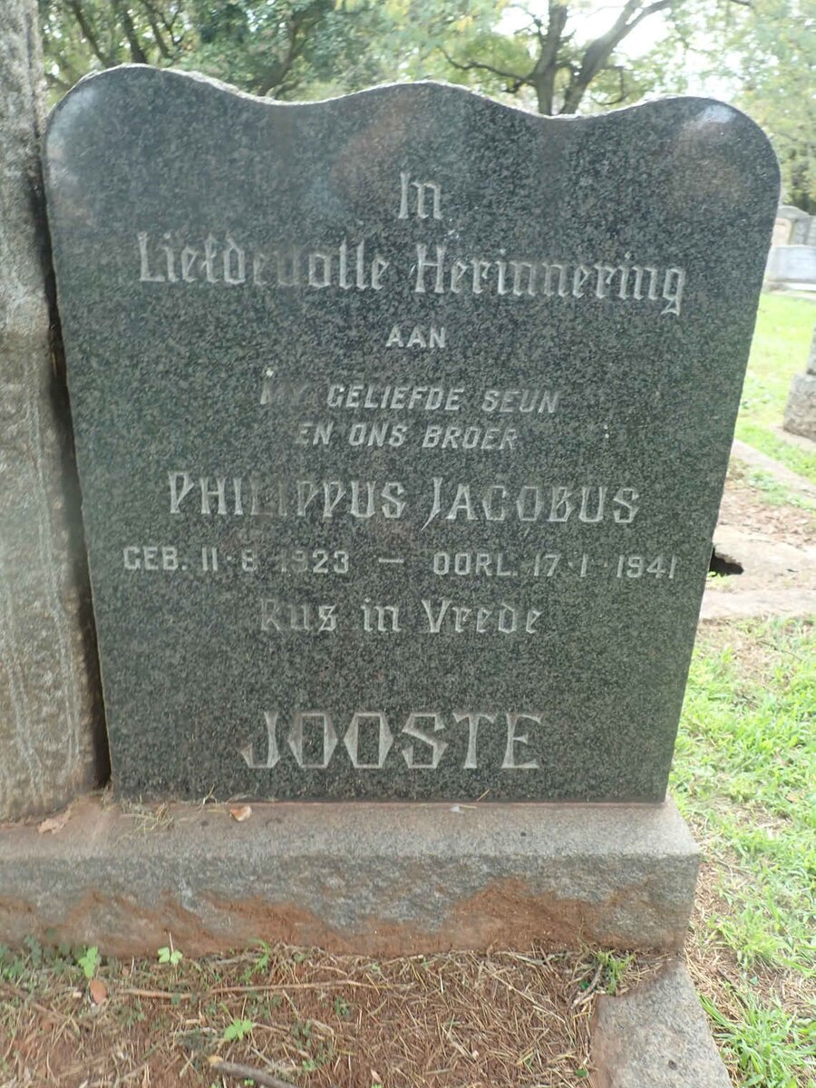 JOOSTE Philippus Jacobus 1923-1941