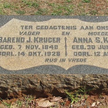 KRUGER Barend J. 1848-1928 &amp; Anna S. 1849-1929