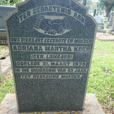 KOEN Adriana Martha nee LOMBARD -1939