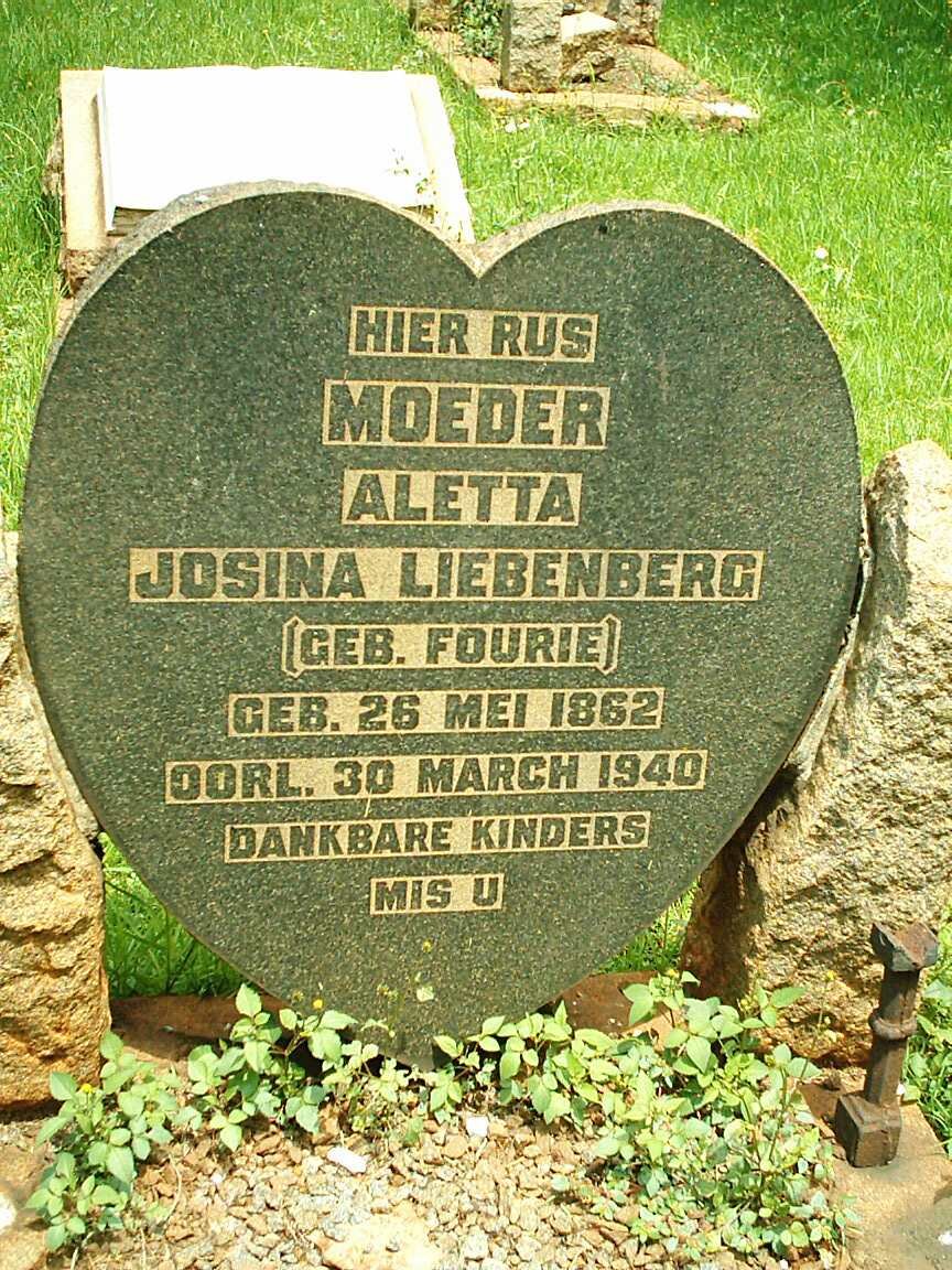 LIEBENBERG Aletta Josina nee FOURIE 1862-1940