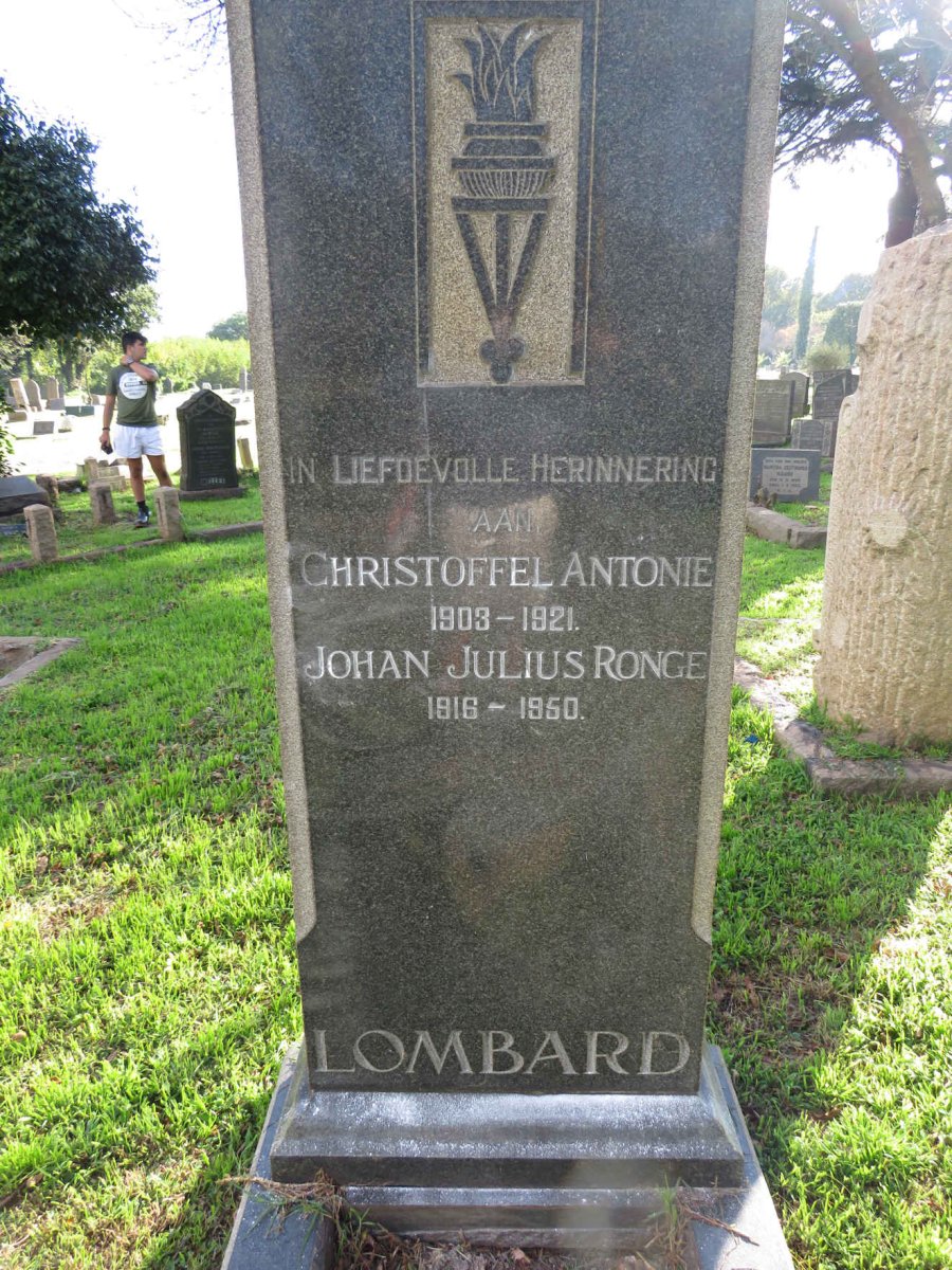 LOMBARD Christoffel Antonie 1903-1921 :: LOMBARD Johan Julius Ronge 1916-1950