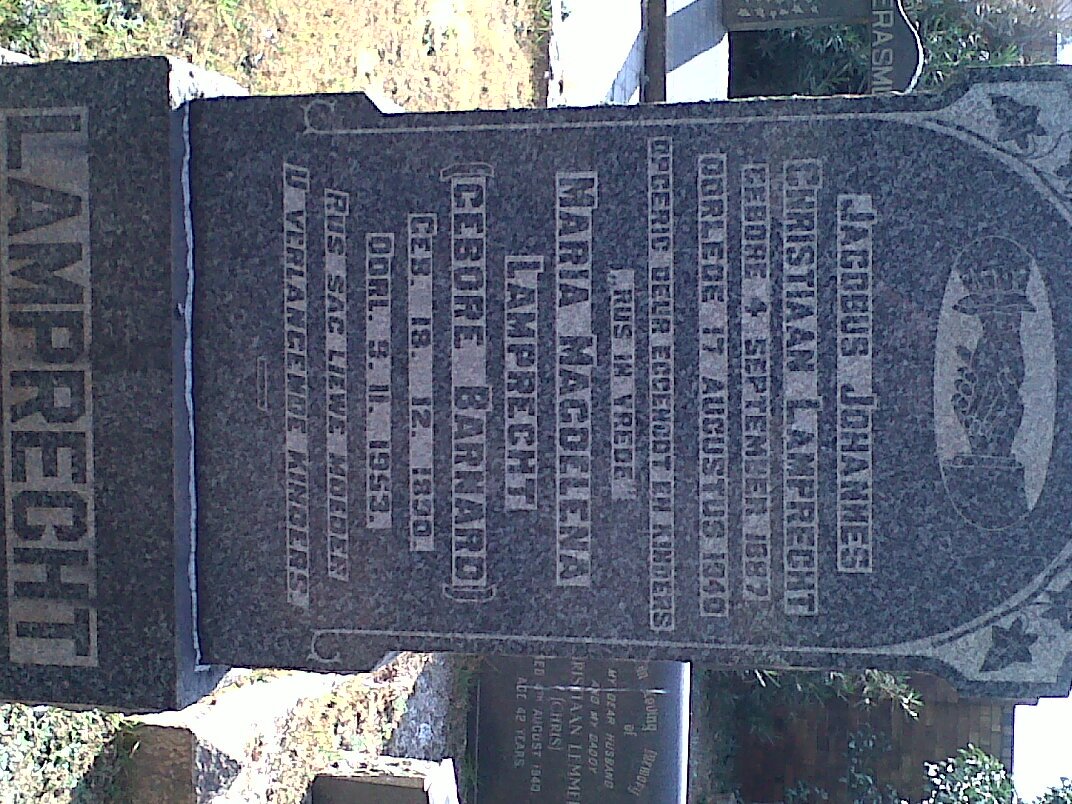 LAMPRECHT Jacobus Johannes Christiaan 1887-1940 &amp; Maria Magdelena BARNARD 1890-1953