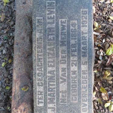 LEVIN J.J. Martina Elizabeth nee VAN DER MERWE 1864-1926