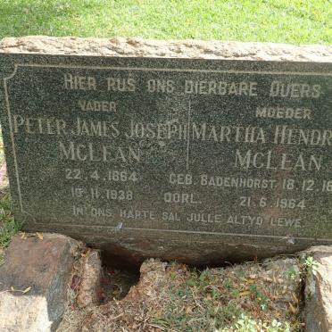 MCLEAN Peter James Joseph 1864-1938 &amp; Martha Hendrieka BADENHORST 1870-1964