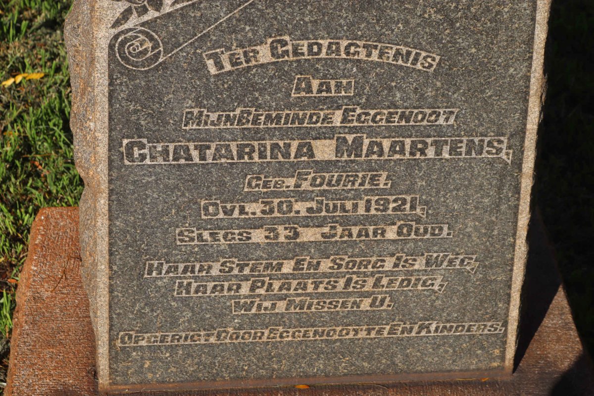 MAARTENS Chatarina nee FOURIE -1921