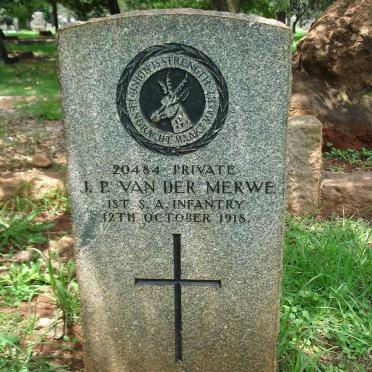 MERWE J.P., van der -1918