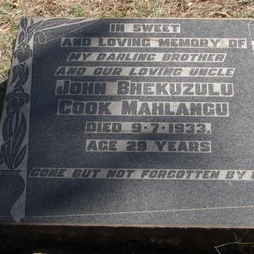 MAHLANGU John Bhekuzulu Cook -1933