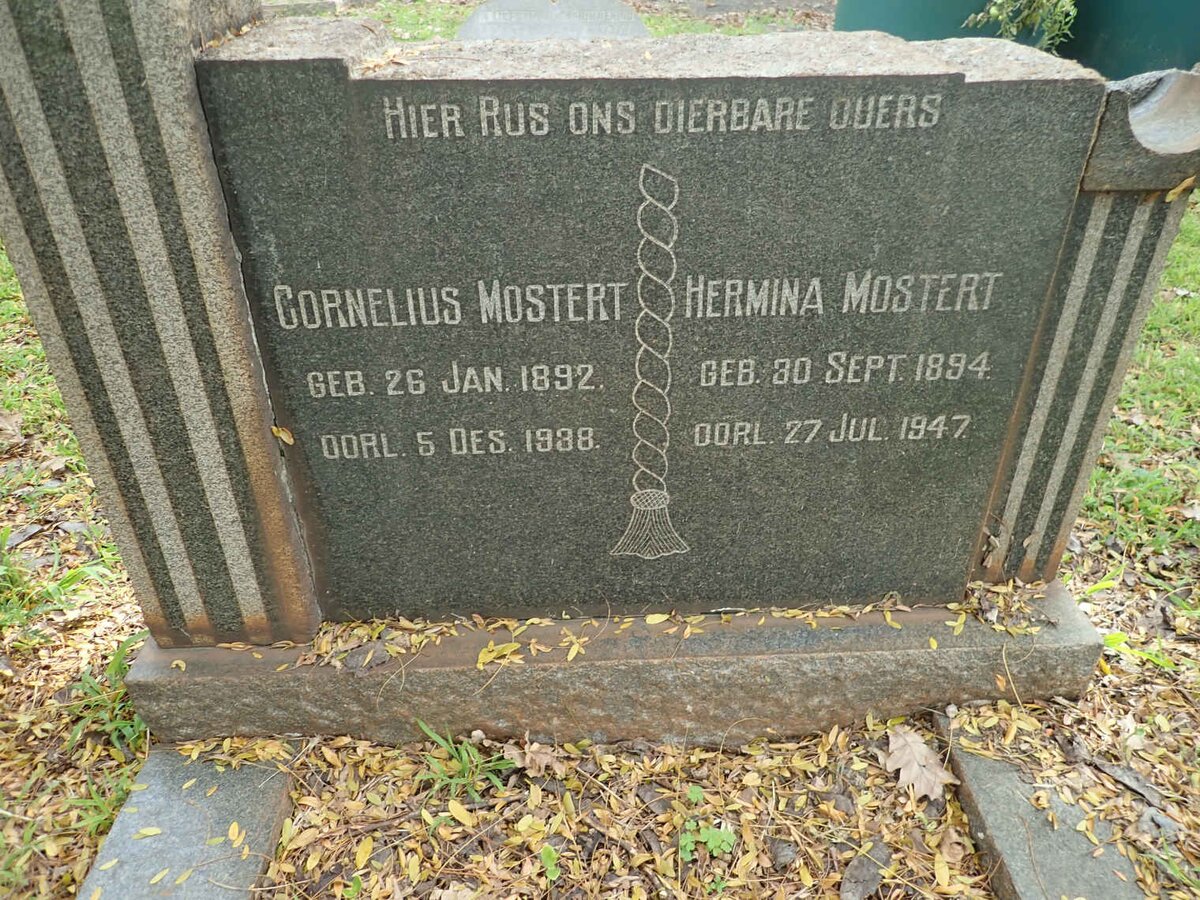 MOSTERT Cornelius 1892-1938 &amp; Hermina 1894-1947