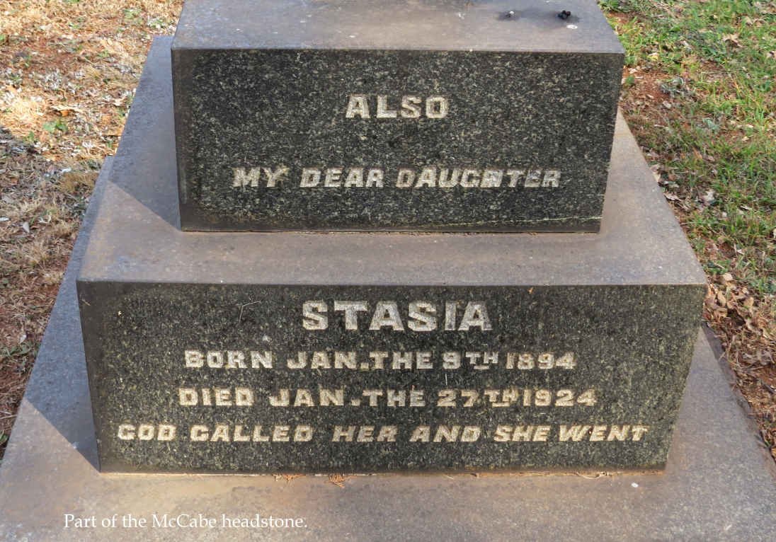 MCCABE James Henry -1923 &amp; Anastasia -1937 :: MCCABE Stasia 1894-1924