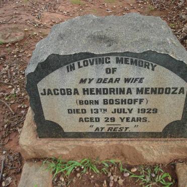MENDOZA Jacoba Hendrina nee BOSHOFF -1929
