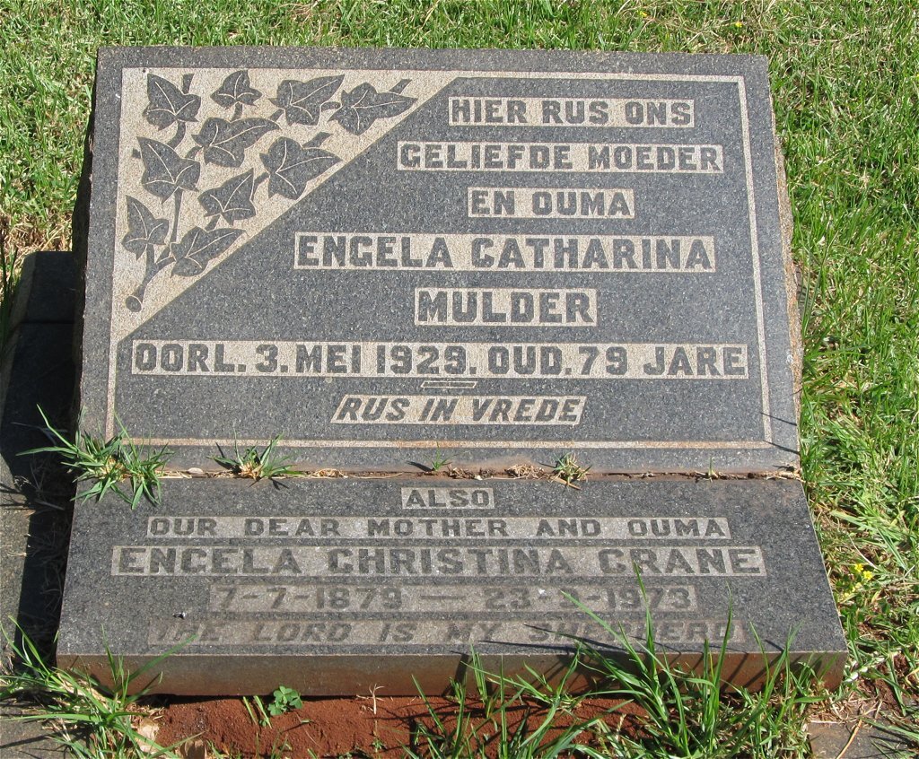 MULDER Engela Catharina -1929 :: CRANE Engela Christina 1879-1973