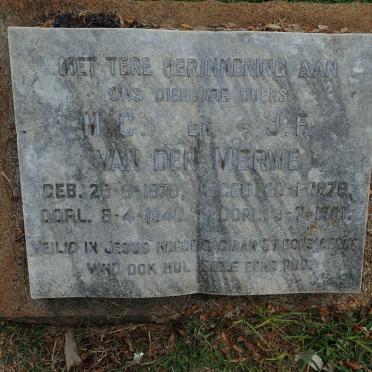 MERWE M.C., van der 1878-1940 &amp; J.F. 1876-1961