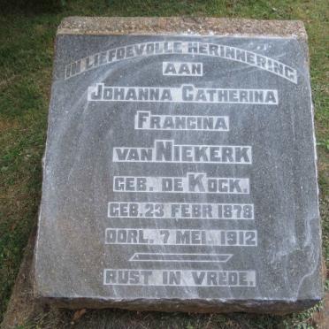 NIEKERK Johanna Catherina Francina, van nee DE KOCK 1878-1912