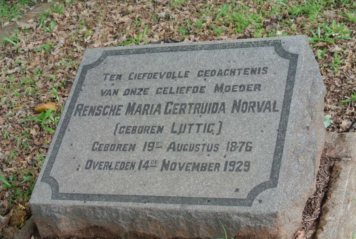 NORVAL Rensche Maria Gertruida nee LUTTIG 1876-1929