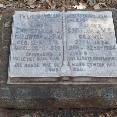 NIEUWENHUIZEN Christiaan J. 1875-1938 &amp; Christina J.M.E. NEL 1884-1964