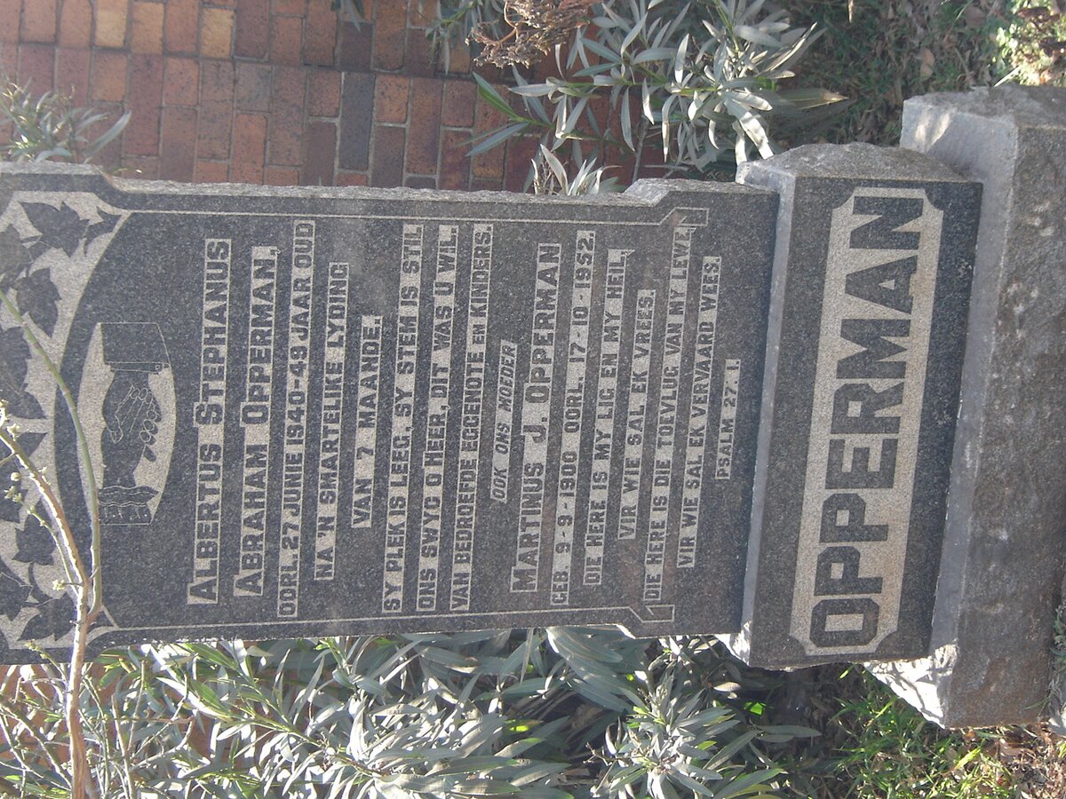 OPPERMAN Albertus Stephanus Albertus -1940 &amp; Martinus J. 1900-1952