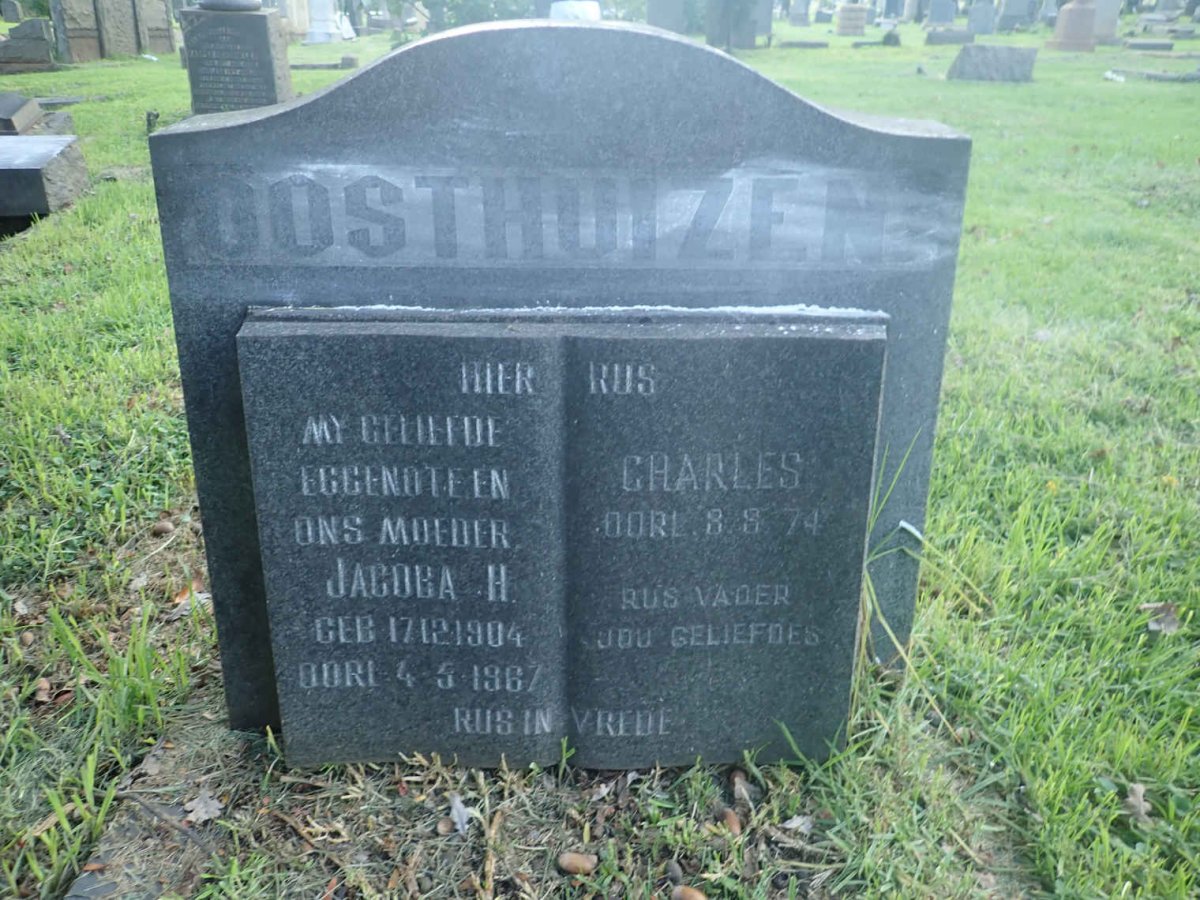 OOSTHUIZEN Charles -1974 &amp; Jacoba H. 1904-1967