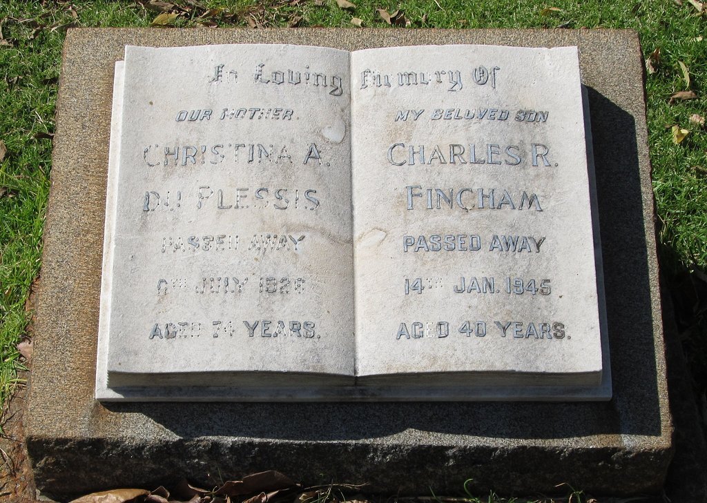 PLESSIS Christina A., du -1928 :: FINCHAM Charles R. -1945