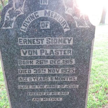 PLASTER Ernest Sidney, von 1915-1925