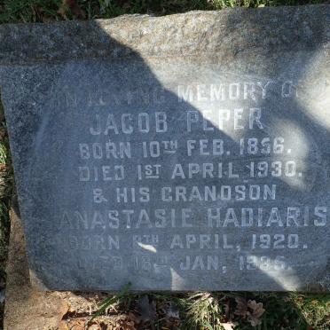 PEPER Jacob 1856-1930 :: HADIARIS Anastasie 1920-1935