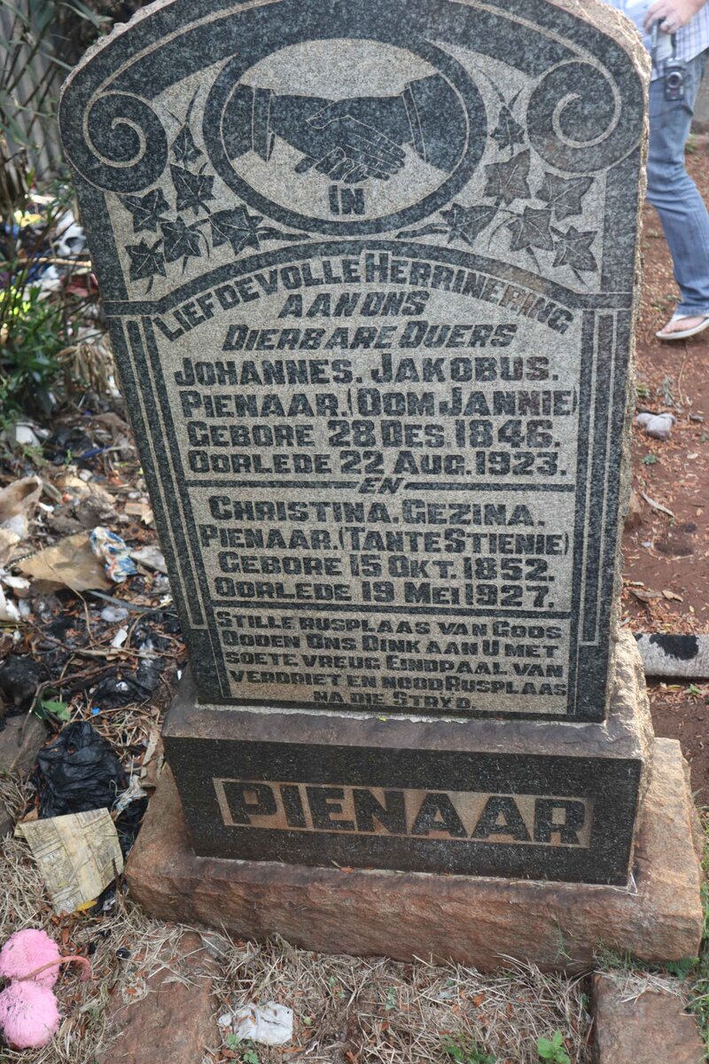 PIENAAR Johannes Jacobus 1846-1923 &amp; Christina Gezina 1852-1927