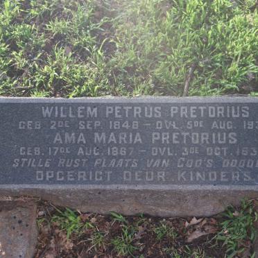 PRETORIUS Willem Petrus 1848-1930 &amp; Ama Maria 1867-1930