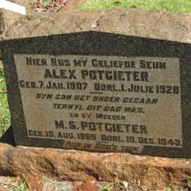 POTGIETER M.S. 1869-1943 :: POTGIETER Alex 1907-1928