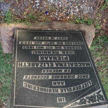 PIENAAR Magdalena Elizabeth nee HENNING 1863-1923