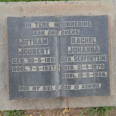 PIENAAR Jotham Joubert 1861-1927 &amp; Rachel Johanna SERFONTEIN 1870-1956