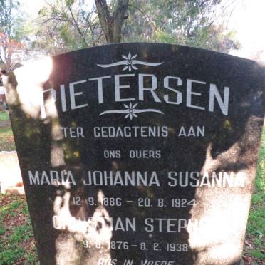 PIETERSEN Christian Stephanus 1876-1938 &amp; Maria Johanna Susanna 1886-1924