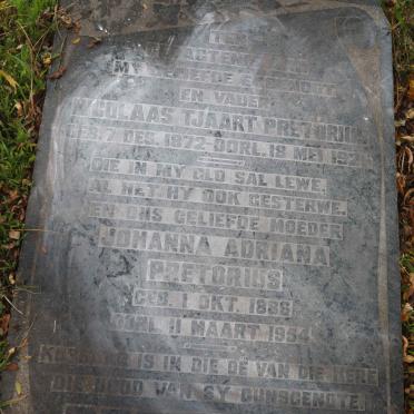 PRETORIUS Nicolaas Tjaart 1872-1925 &amp; Johanna Adriana 1886-1954