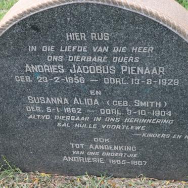 PIENAAR Andries Jacobus 1856-1929 &amp; Susanna Alida SMITH 1862-1904