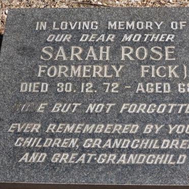 ROSE Sarah formerly FICK -1972