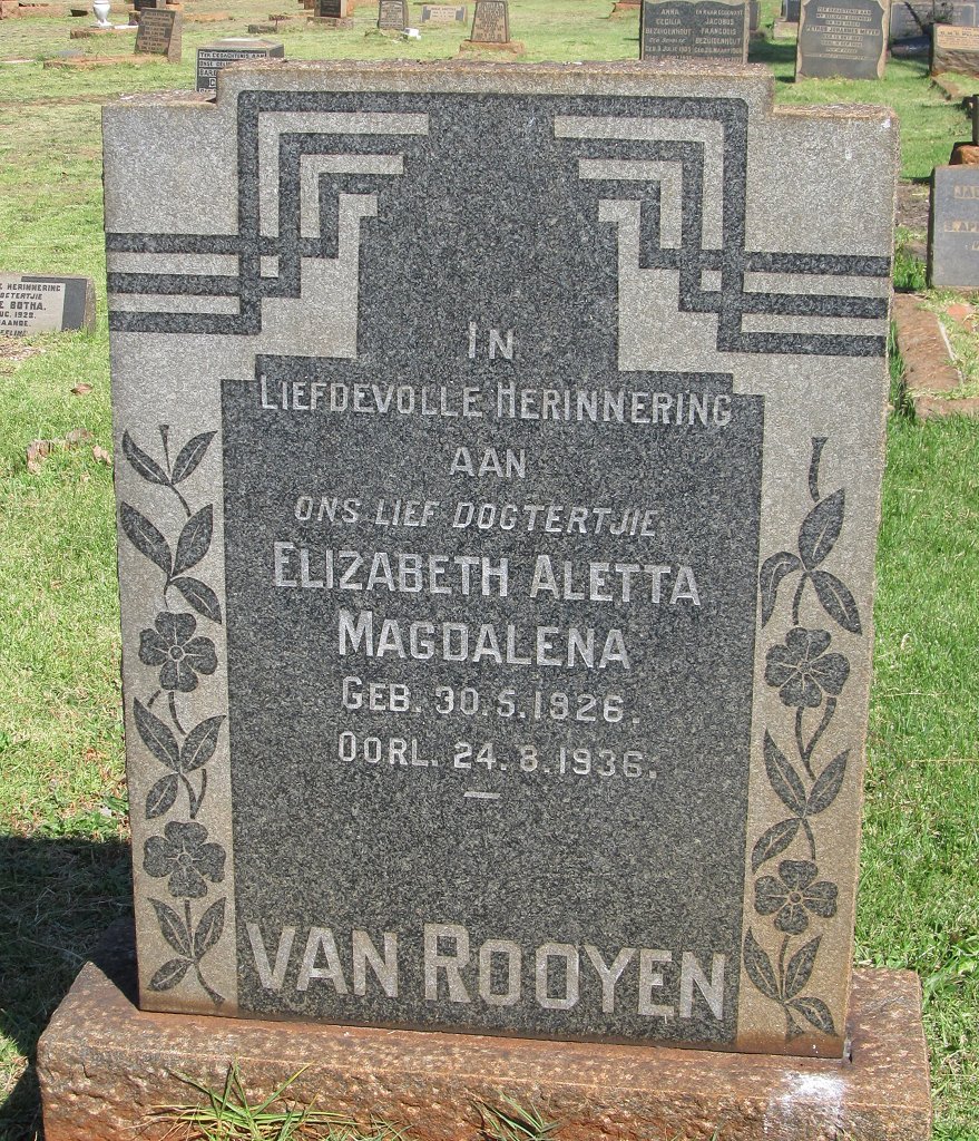 ROOYEN Elizabeth Aletta Magdalena, van 1926-1936