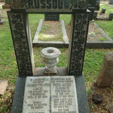 ROSSOUW Jacobus Philipus 1910-1939 :: ROSSOUW Maria Jacoba Elizabeth nee PIENAAR 1887-1954